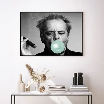 Įžymybė Plakatas Burbulo Pūtimo, Drobė, Tapyba Karalienė Ant Sienos Menas Spausdinti Jack Nicholson Šiuolaikinės Nuotraukos Kambarį Dekoro