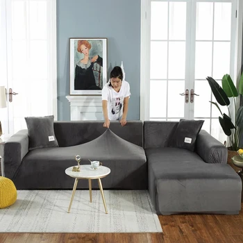 Švelnus pliušinis L-formos gyvenamasis kambarys sofos padengti elastinga baldai, sofos padengti sofa-lova, kėdės karieta longue kampe sofa cover elastinga tipas
