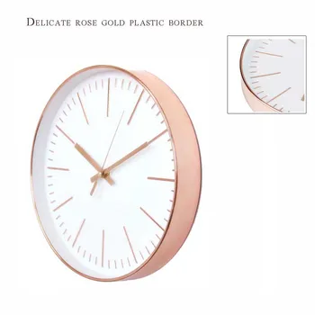12 Colių Rose Gold Sieninis Laikrodis Modernus Minimalistinio Apvalus Laikrodis Plastikinis Sieninis Laikrodis Išjungti Kvarcinis Laikrodis Namus Papuošti