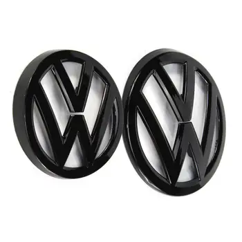135mm Blizgus Juodos Priekinės Grotelės Ženklelis + 110mm Gloss Black Galinis Kamieno Dangčio Emblema Logotipas VW Volkswagen Golf MK7