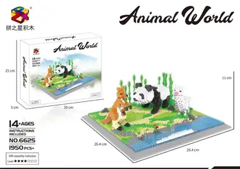 1950pcs+ Gyvūnų Zoologijos sodas Blokai Panda Kengūros Papūga Erelis Arklys, Karvė, Avis Švietimo Mini Plytų Žaislas Vaikui Dovana