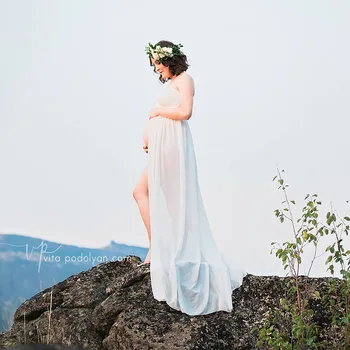 2020 Shoulderless Šifono Motinystės Suknelė Sexy V Kaklo Fotografijos Rekvizitai Drabužius Maxi Suknelė Suknelė Fotografijos fotosesiją