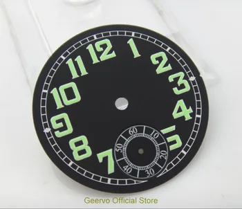 35mm GEERVO mados sterilūs šviesos Skaičius black dial tinka 6498 judėjimo Vyrų watch dial 03A