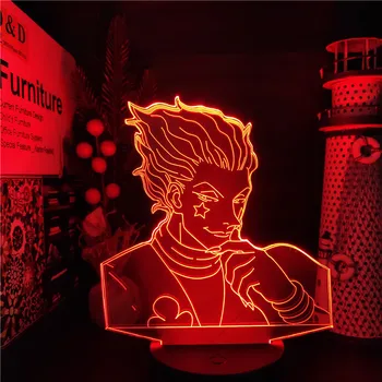 3D Naktį Šviesos Hunter X Hunter LED Anime Lempos Gon Freecss Killua Zoldyck Kurapika Hisoka Namų Puošybai Lampara Miegamojo Puošimas