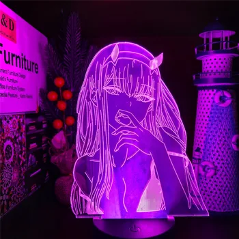 3D Naktį Šviesos Nulis Du Anime Lempos DARLING Į FRANXX 002 LED Lampara Iliuzija Miegamojo Puošimas Žiburiai Kalėdų Dovana Vaikams Apšvietimas