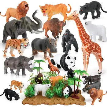 44Pcs Džiunglių Gyvūnų Duomenys Mini Realus Plastiko Laukinių Zoologijos sodo Gyvūnai Modelis Surinkti Mokymosi Švietimo Žaislas Vaikams, Dovana