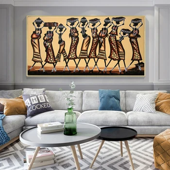 Abstrakti Afrikos Moterų Drobė Paveikslų ant Sienos Plakatą ir Spausdinimo Modernios Sienos Meno Nuotrauką Kambarį Namuose Cuadros Dekoras