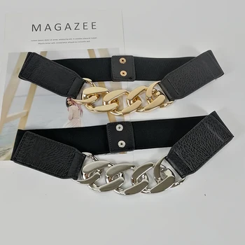 Aukso grandinės diržas elastinga korsetas diržai moterų ketting riem ruožas cummerbunds sidabro spalvos metalo ceinture femme suknelė juostos