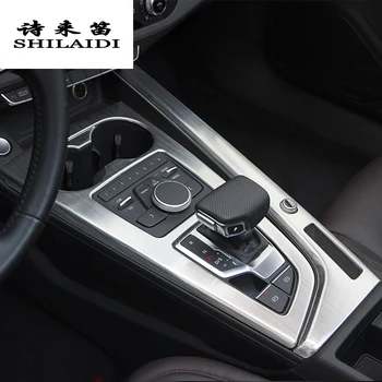 Automobilio Stilius Audi A4 B9 LHD Lipdukai Dekoratyviniai Padengti apdaila Kontrolės Pavarų Perjungimo Skydas iš nerūdijančio plieno lnterior auto Priedai
