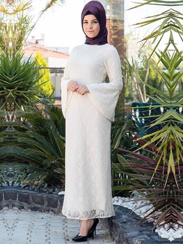 Baltos spalvos Nėriniai, Kuriems Suknelė, Hijab Islamo Moterų Drabužių Naujas Sezonas Žuvų Modelis Pagamintas Turkijoje Aukštos Kokybės