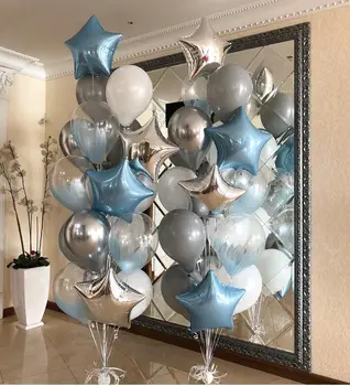 Berniukas gimtadienio balionai 36inch didelis apvalus mėlyna balta skaidri konfeti balionas baby 1-ojo Gimtadienio Dekoruoti išpūsti ballon