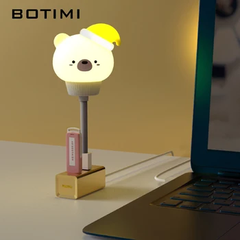 BOTIMI USB LED Nakties Šviesos Miegamojo, Vaikų, Apšvietimo Mergaičių Kambario Rožinės spalvos Naktiniai staleliai, Lempa Animacinių filmų Energijos taupymo Plug-in Geltona Berniukai Lempos