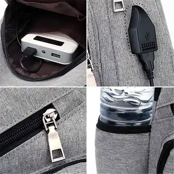 Didelės Talpos Krūtinės Maišelį Atsitiktinis Crossbody Maišelį Mens Kelionės USB Įkrovimo Kovos Vagystės Krūtinės Paketai Sling 