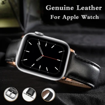 Dirželis Apple Watch Band 5 4 38MM 42MM natūralios Odos Watchband Pakeitimo Correa iWatch 5 4 3 2 1 44MM 40MM Apyrankę Diržas