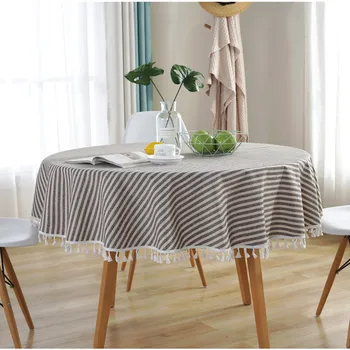 Dryžuotas dulkėms staltiesė kutai namo apdaila, valgomasis stalas padengti virtuvės stalo su medvilnės skalbiniai apskrito eilėje living ro