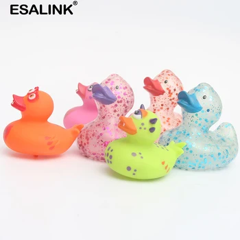 ESALINK 6Pcs Žaislai Skaidrios Spalvos Blizgančiais Antis Orange Green Pink Dinozaurų Kūdikių Vonios, Vaikų Kambarys Dekoro Priedai 7-10Cm