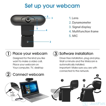 Full HD 1080P Webcam USB Pc Kompiuterio Kamera su Mikrofonu Vairuotojas-nemokama Vaizdo Kamera, Interneto Mokymo Live Transliacijos