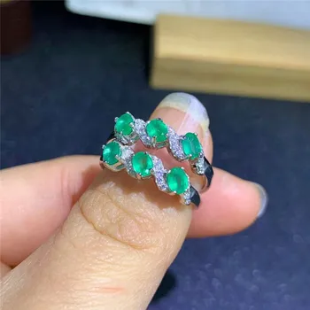 Gamtos smaragdas žiedas 925 sidabro ponios žiedas prabangus atmosferą, ori ir elegantiška