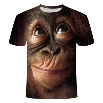 Gyvūnų spausdinti 3D spausdinimo T-shirt vyrų vasaros mados beždžionių gyvūnų spausdinti 3D moterų ir vyrų T-shirt