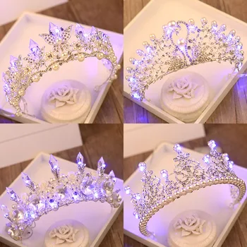 Jaunavedžių Vestuvių Tiara ir Karūna Led Princess Crown Pearl kalnų krištolas Kristalų 18-ojo Gimtadienio 2018 Mados Plaukų Papuošalai Inscenizacija