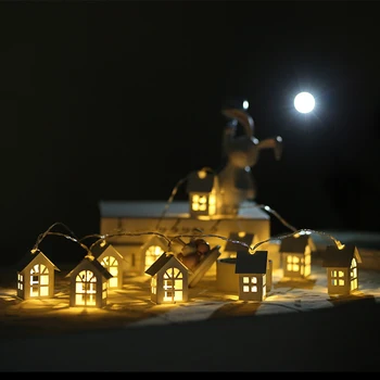 Kalėdų Medis 2M 10 Led Baterijos LED House Stiliaus Fėja styginių Šviesos vestuvių šventė Kalėdinė Girlianda Apdaila