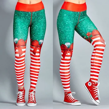 Kalėdų Moterų Antblauzdžiai Seksuali Aukšto Juosmens Liesas Leggins Fitneso Legging Ponios Spausdinti Treniruotės Antblauzdžiai Ruožas Kelnės Kelnės