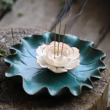 Keramikos Lotus Smilkalų Laikiklis Porte D ' Encens Rankų Darbo Smilkalų Degiklis Incienso Cascada Dūmų Krioklys Porceliano Budizmas Zen Censer