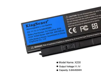 KingSener Nešiojamas Baterija Lenovo Thinkpad X230 X230I X230S 45N1024 45N1022 45N1023 45N1029 45N1033 5.6 Ah/63WH 44+