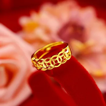 Korėjos Mados Moterų Žiedas, Vestuvių Dalyvavimas Juvelyrikos Geltonos Aukso Brėžinys Pora Žiedus 14K Aukso Papuošalai Gimtadienio Dovanos
