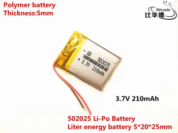 Litro energijos baterija Gera Qulity 3.7 V,210mAH 502025 Polimeras ličio jonų / Li-ion baterija tablet pc BANKAS,GPS,mp3,mp4