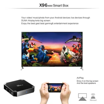 Media Player, Set Top Box, X96mini 1+8G/1+16G Smart Set-Top TV Box Quad Core 4K, 3D, WIFI 100M Media TV Box 