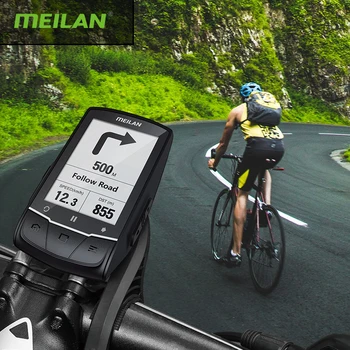 Meilan M1 Dviratis GPS dviračio Kompiuterio, GPS Navigacijos BLE4.0 spidometras Susisiekti su Cadence/HR Stebėti/Galios matuoklis (neįeina)