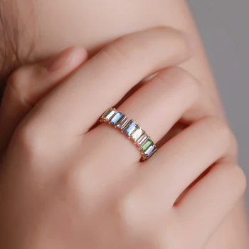 Nauji Karšto pardavimo spalvinga kristalų žiedas mados geometrinis žiedas vaivorykštė skaidrus akmuo rodomojo piršto žiedą moterų cirkonis juvelyriniai dirbiniai