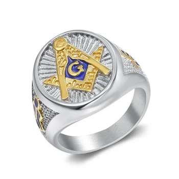 Onlysda Vyrų Freemason Aukso Žiedas, Nerūdijančio Plieno, Masonų Simbolis Žiedai Masonai tamplieriai Papuošalai Dropshipping OSR603