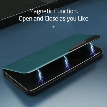 Originalus Prabangus Odinis Smart View Window Flip Case For Samsung Galaxy S20 Ultra FE 5G 4G S10 S8 S9 Plus europos sąjungos Oficialusis Magnetinio Atvejais