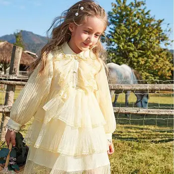 Prabanga Mielas Mielas Gėlių Tortas Tutu Vaikams Drabužių Elegantiškas Mergaičių Suknelės Vaikams Princesė Šalies Kostiumai Žiedlapis Rankovėmis Suknelė