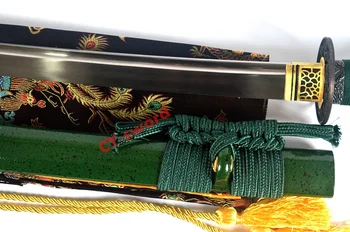 Rankinio Kalimo Neužges 9260 Spyruoklinio Plieno Full Tang Ašmenys Japoniška Žalioji Tema Katana Samurajų Kova Pasiruošę Kardas