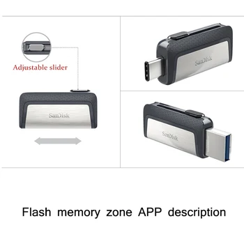 Sandisk Pen Drive128GB 256 GB SDDDC2 Extreme high speed Tipo C USB3.1 Dvejopo OTG USB Flash Drive 64GB 16GB 130M/S PenDrive 32GB
