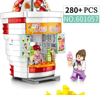 SEMBO Mini Blokai Gatvės Parduotuvės Pastato Parduotuvėje Micro Plytų lustai hamburger Ledų modelio Švietimo Įdomus žaislai, Dovanos Vaikams