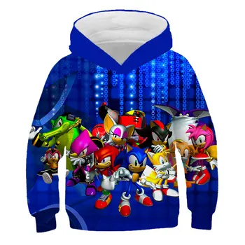 Sonic the Hedgehog Animacinių filmų Berniukų Megztiniai Vaikams, Hoodies Drabužius, 4-14Years Rudenį Vaikus ilgomis Rankovėmis Marškinėliai poliesteris Hoodies