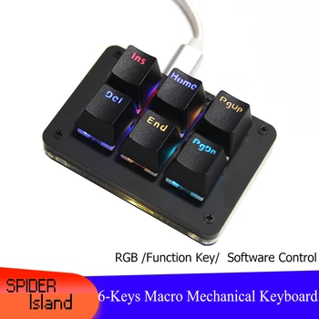 SpiderIsland Makro funkcija Mechaninė Klaviatūra RGB Apšvietimas 6 klavišą Savarankiškai nustatyti Custom Keycap su programinės įrangos Programavimo Klaviatūra