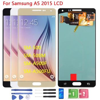 SUPER AMOLED A500M LCD Samsung Galaxy A5 A500 A500F A500M SM-A500F LCD Jutiklinis Ekranas skaitmeninis keitiklis Asamblėjos Pakeitimo