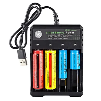 VerveGuud 4Slots Li-ion Baterija USB Nepriklausomas Krovimo 10440 14430 14500 16340 16650 14650 18350 18500 18650 Baterija, Įkroviklis
