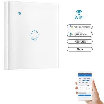 WiFi Smart Šviesos Jungiklis Ekrane Palieskite Belaidžio Smart Sienos Jungikliai Nuotolinio Valdymo Juoda Balta 3 1/2/3 Gauja