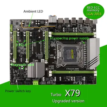 X79 Turbo moederbord LGA2011 USB3 ATX.0 SATA3 PCI-E NVME M. 2 SSD ondersteuning REG ECC geheugen lt Xeon E5 procesorius
