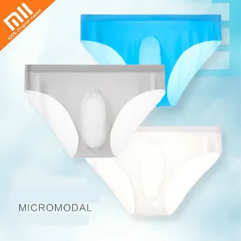Xiaomi 3pcs 3D Seksualus vyriški Apatiniai Ledo Šilko Vyrų Kelnės Sexy Šortai Calzoncillos Hombre Skaidrus U Išgaubti ir Ultra-plonas Kelnaitės
