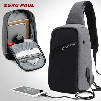 ZORO PAULIUS Laisvalaikio Krepšys Vyrų USB Įkrovimo Dizaino Vyro Krūtinės Krepšys Pack Kovos Vagystės Peties Crossbody krepšiai Vyrams Kelionės