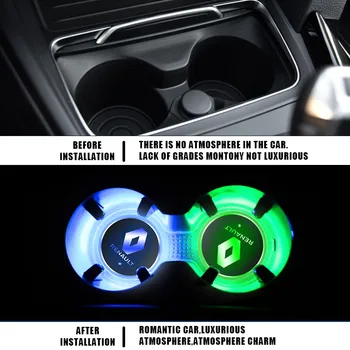 1 Vnt Automobilinis USB Įkrovimo 7 Rūšių Spalvų LED Šviesos Taurės neslidus Kilimėlis Audi A 3 BMW Benz Toyota Volkswagen Interjero Priedai