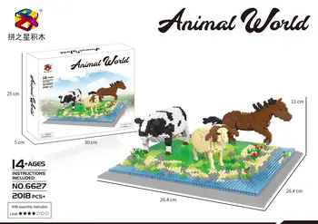 1950pcs+ Gyvūnų Zoologijos sodas Blokai Panda Kengūros Papūga Erelis Arklys, Karvė, Avis Švietimo Mini Plytų Žaislas Vaikui Dovana