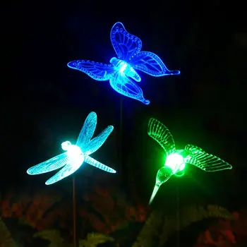 3 Pack LED Saulės Hummingbird Drugelis Dragonfly Šviesos Įvairių Spalvų Keitimas Sodo Kelias lempos Lauko Kraštovaizdžio Kelio, Vejos Lempos